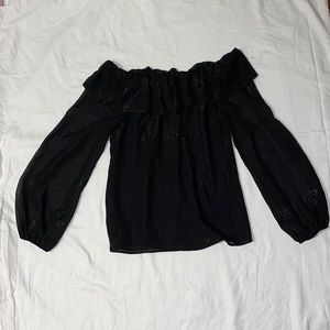 Off-Shoulder Metallic Black Blouse